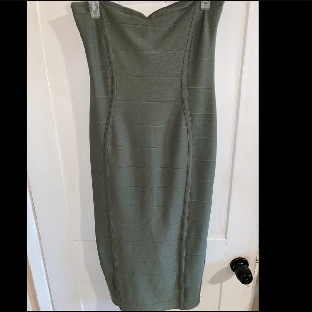 Boohoo Bandeau Contouring Bandage Midi Bodycon Dress